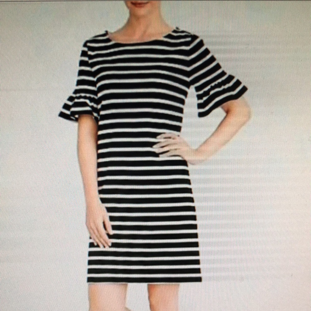 J. Crew Striped Flutter Sleeve Dress Sz M